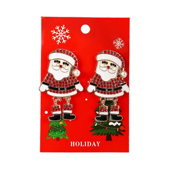 1 пара женских рождественских сережек в форме рождественской елки, лося, Санты, колокольчика, декора из страз