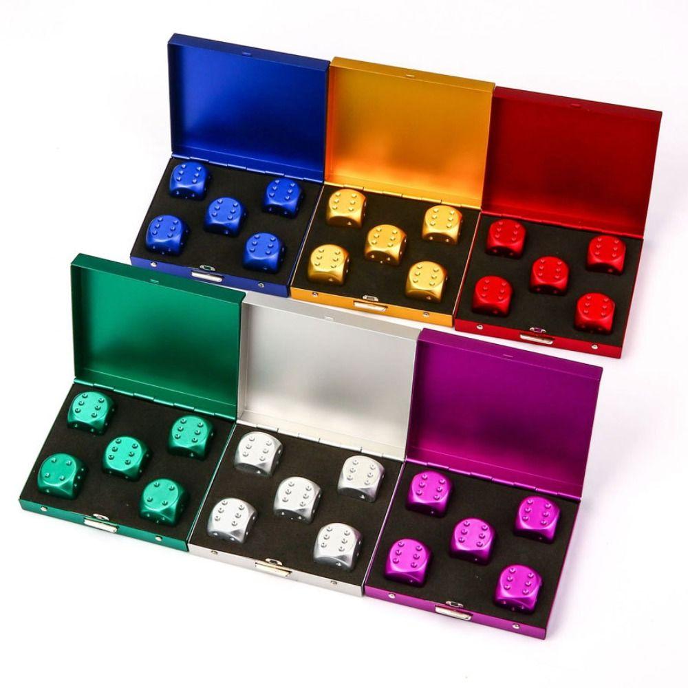 with Case 5 in1 Metal Dices Aluminum Zinc Zinc Alloy Rounded Corners Dice Set Metal Solid Dice Bar Supplies