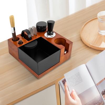 Держатель темпера для кофе 7-в-1 58 мм Многофункциональная подставка для темперовки эспрессо из массива дерева с дистрибьютором, темпером и щетками для кафе