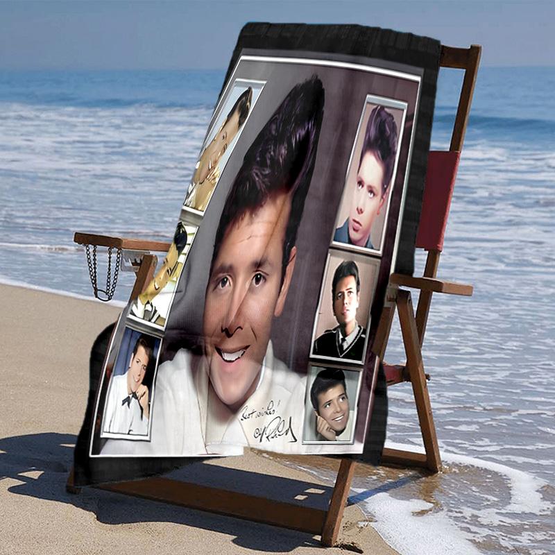 proof beach towel with singer Cliff Richard pattern - soft,absorbent,quick-drying,machine washable - perfect for swimming,camping,bathing
