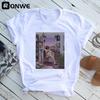 Women Aesthetic Room Drawing Black Graphic T Shirt Girl Harajuku 90S Clothes Female Top Tee Drop