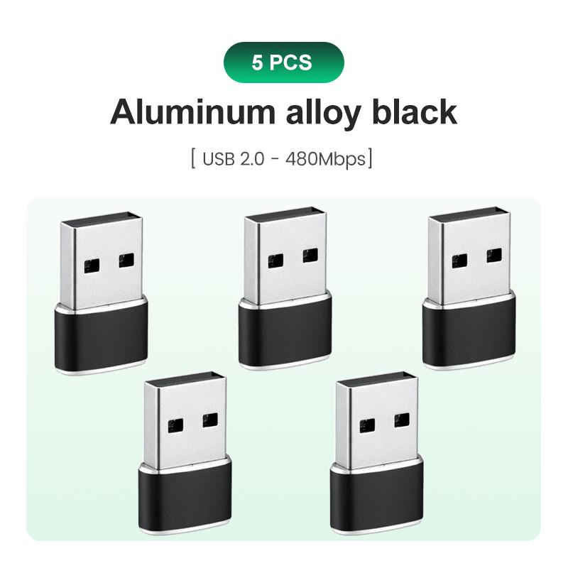 USB C Adapter Aluminum Alloy Shell USB 2.0 Male to USB 3.1 Type C Female Type-C Adapter for Laptop Samsung Xiaomi 10 Earphone