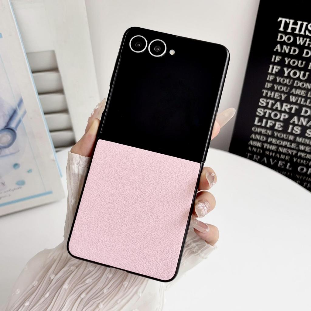 Чехол для телефона Samsung Z Flip - Кожаная текстура с рисунком личи, Защитная крышка однотонного цвета