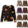 Women's Casual Fashion Long Sleeve Standing Collar Single Breasted Halloween Printed Workwear Jacket Tops