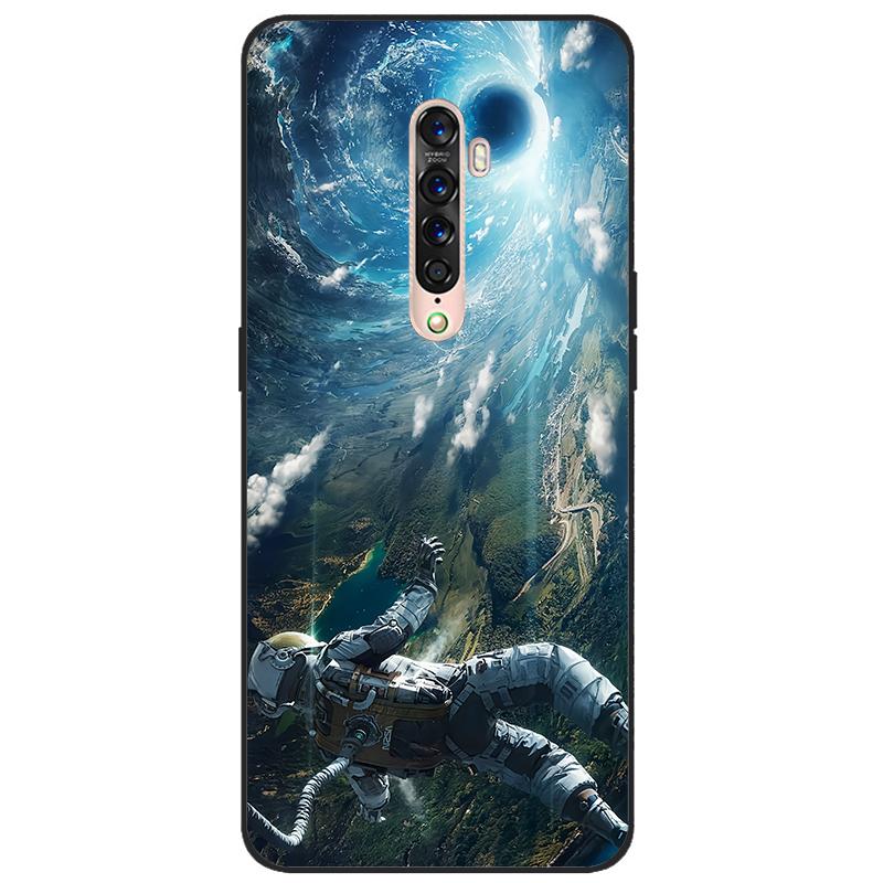 Чехол для OPPO Reno 2 Мягкий ТПУ Силикон Мультяшная Задняя Крышка Чехлы для Телефона ТПУ Черный Бампер для Корпуса PCKM70, PCKT00, PCKM00, CPH1907
