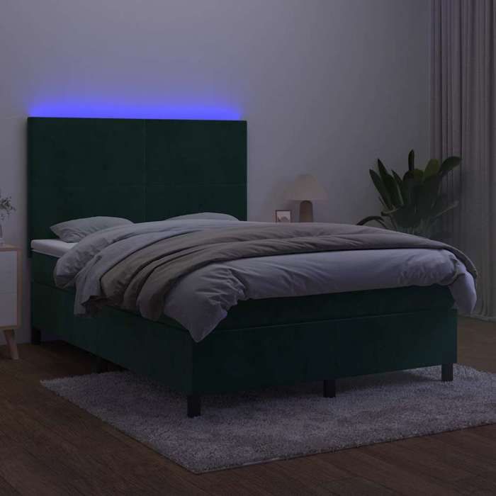 Maison Exclusive - Sommier à lattes de lit avec matelas LED Vert foncé 140x200 cm