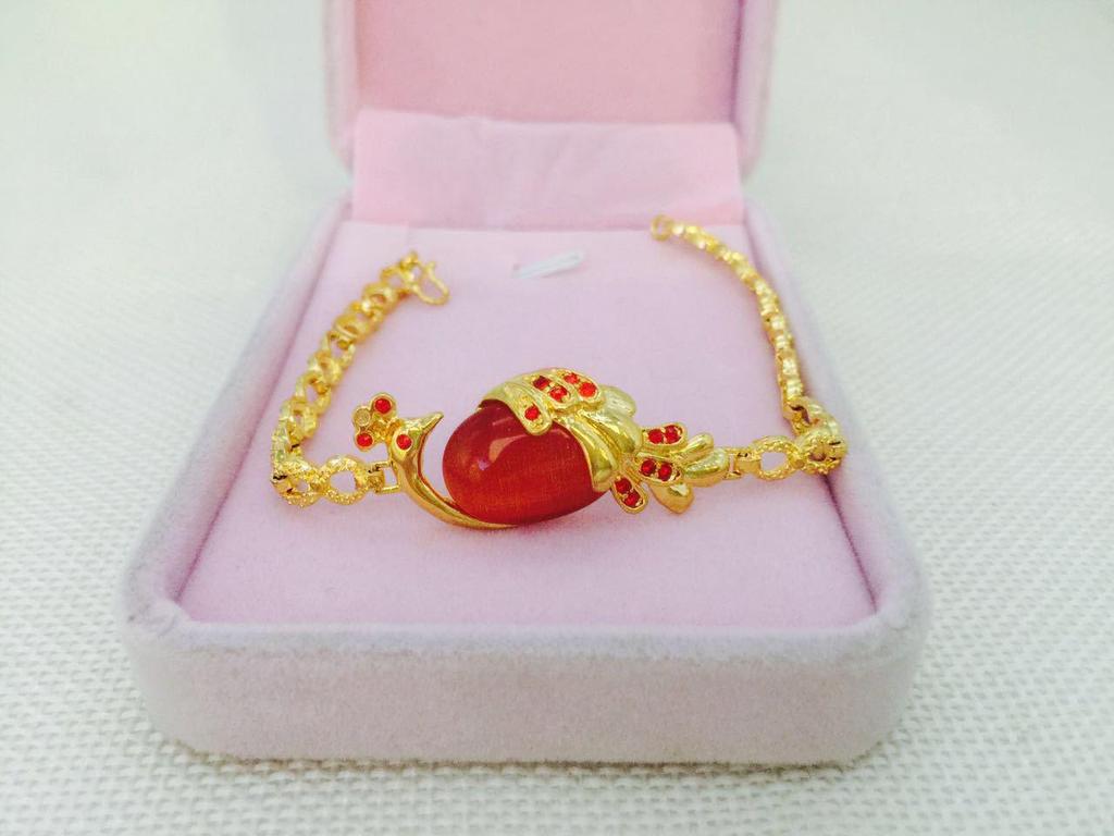 Европейский позолоченный женский набор: колье и браслет с подвеской 'Кошачий глаз' и 'Павлин'