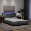 VidaXL Bed Frames with LED Lights, Double Bed with Headboard Cushion, Adult Bed, Bedroom Furniture, Modern, Grey 3213690