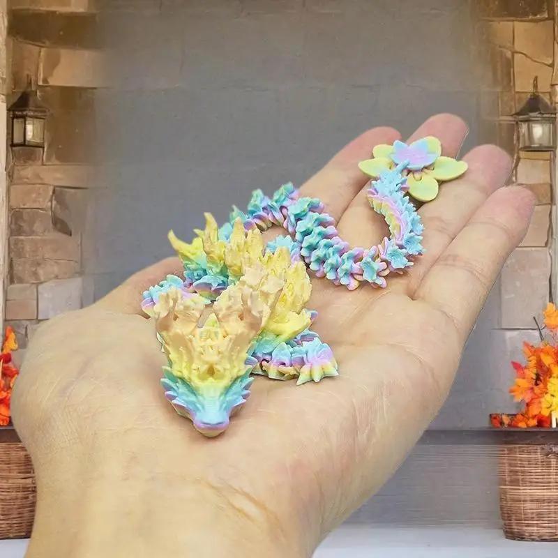 Unit Articulated Crystal Dragon Toy 3D Printed Lotus Dragon Ornament Office Decorative Item Birthday Gift For Boys