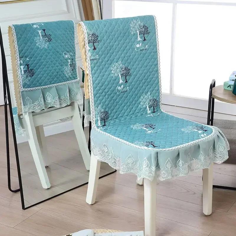 Кружевная спинка стула, стол и чехол на стул, домашняя прямоугольная скатерть, художественная скатерть, обеденный стул, встроенная подушка