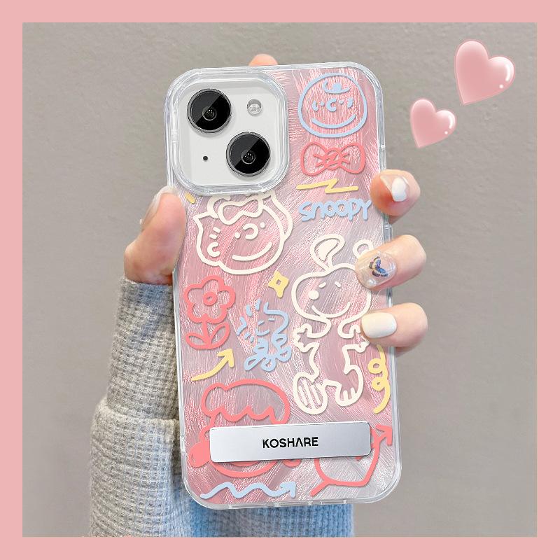 Подходит для чехла для мобильного телефона Apple 15 Iphone14pro Line Snoopy Скрытая подставка 13 Перо Пряжа 12/11 Продвинутый