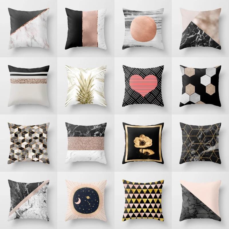 Marble Pattern Decorative Pillowcase Living Room Bedroom Square Cushion Pillowcase