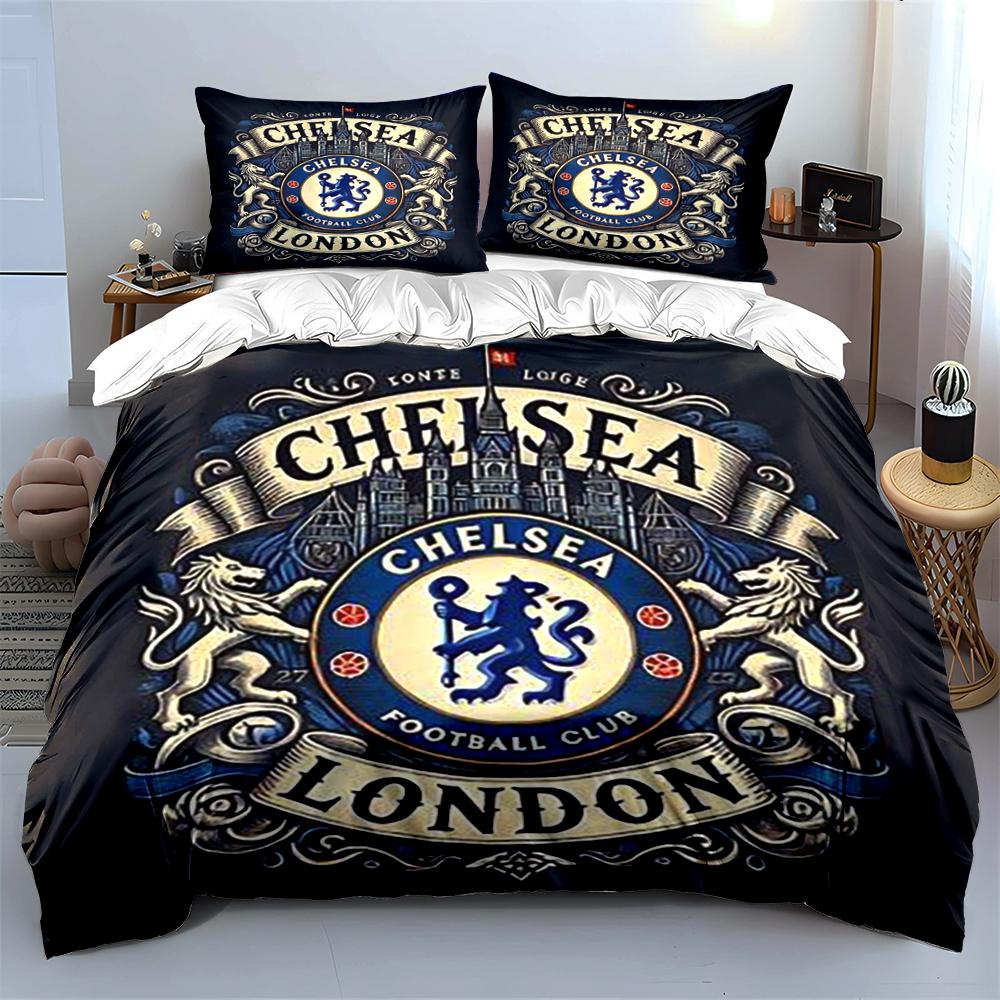Chelsea Football Club Bedding Set Bedding Duvet Cover Set Duvet Cover Pillowcases Home Decor (1 * Duvet Cover 2 * Pillowcases, without duvet insert)