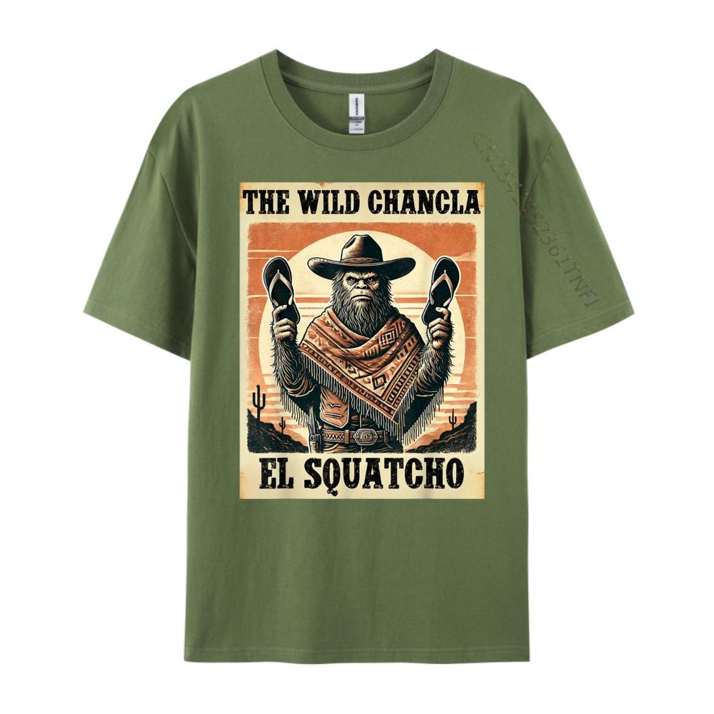 Funny Mexican Bigfoot El Squatcho The Wild Chancla Men's T-Shirts High Quality Vintage