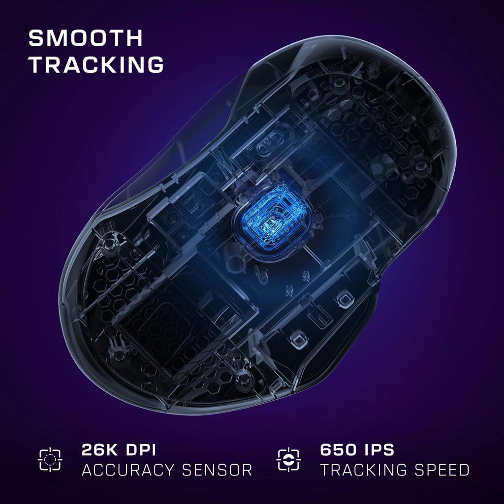 TURTLE BEACH Kone II Air Black Gaming 26K DPI Macro Clutch Ergonomic Design Warranty Mouse, Multi-Button Wireless, 2.4G/Bluetooth, 650IPS, MMO/RTS,