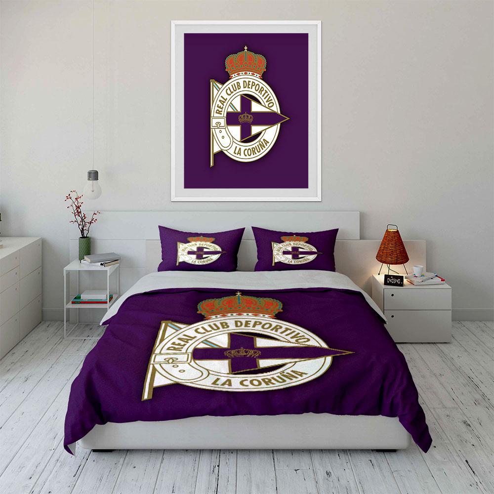 Purple Deportivo La Coruña Set Bedding Duvet Cover Set Duvet Cover Pillowcases (1 * Duvet Cover 2 * Pillowcases, without duvet insert)