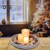 Подставка для тарелок из дерева, подставка для свечей, круглый деревенский декоративный столик в центре, побеленный деревянный поднос для чайных свечей