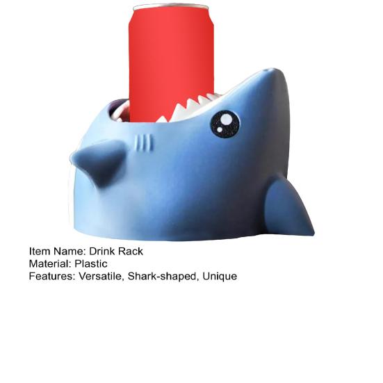 Держатель для напитков в виде акулы Забавный кусающий акулий стенд для чашек для банок и бутылок Новинка настольный аксессуар Декор для вечеринки Подходит для большинства напитков 250 мл-500 мл