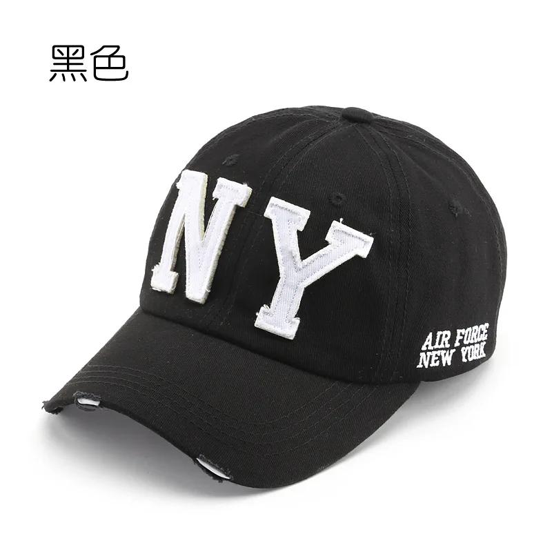 Summer Men's Baseball Cap for Women Cap Washed Cotton Soft Top Snapback Hat Big Letters NY Embroidery Casquette Unisex