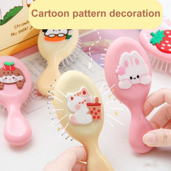 Мини-щетка для волос для девочек, мягкая щетина, массаж кожи головы, портативная расческа для распутывания волос с мультяшными овощами и животными, детские парикмахерские инструменты на день рождения