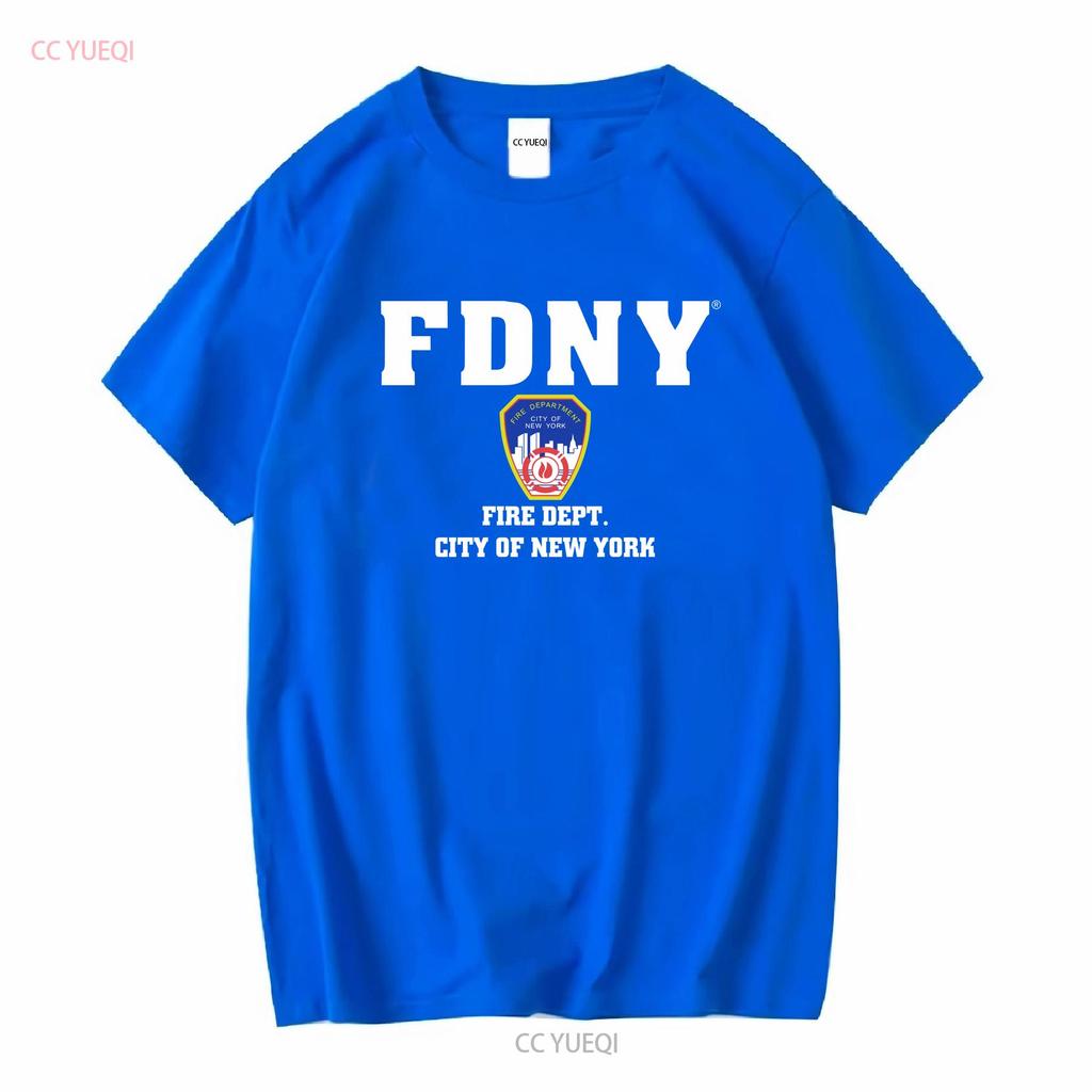 Футболка NYC Fire Винтажная Синяя большой отдел Город Нью-Йорк Y2k с длинным или коротким рукавом винтажная Стирка стритвир Стильная