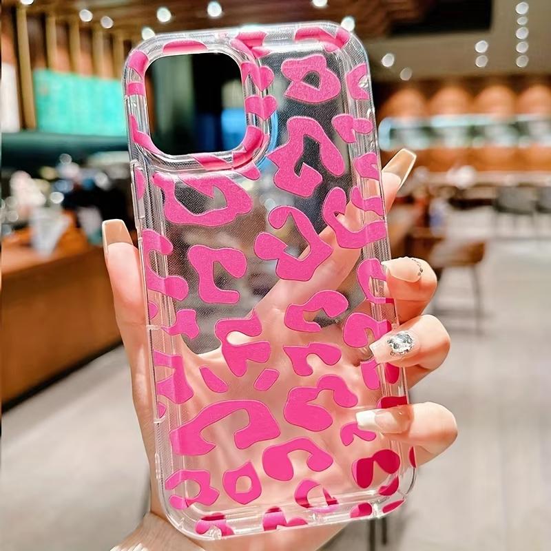 Мягкий прозрачный чехол для телефона с узором "Розовый леопард" для iPhone 17 16 15 14 13 12 11 Pro Max XS X XR 15 16 Plus 17Air