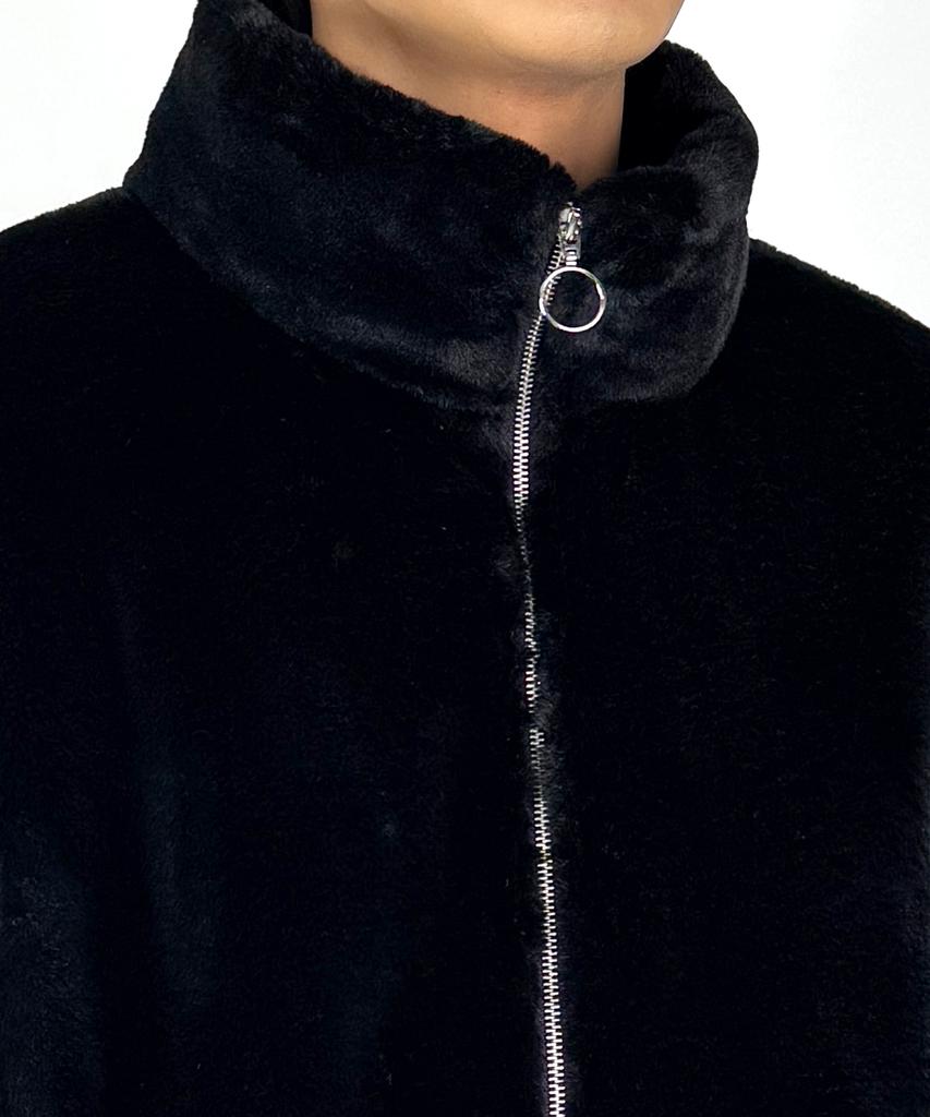 A Made Fine Fur Print Over Jacket (Black)
