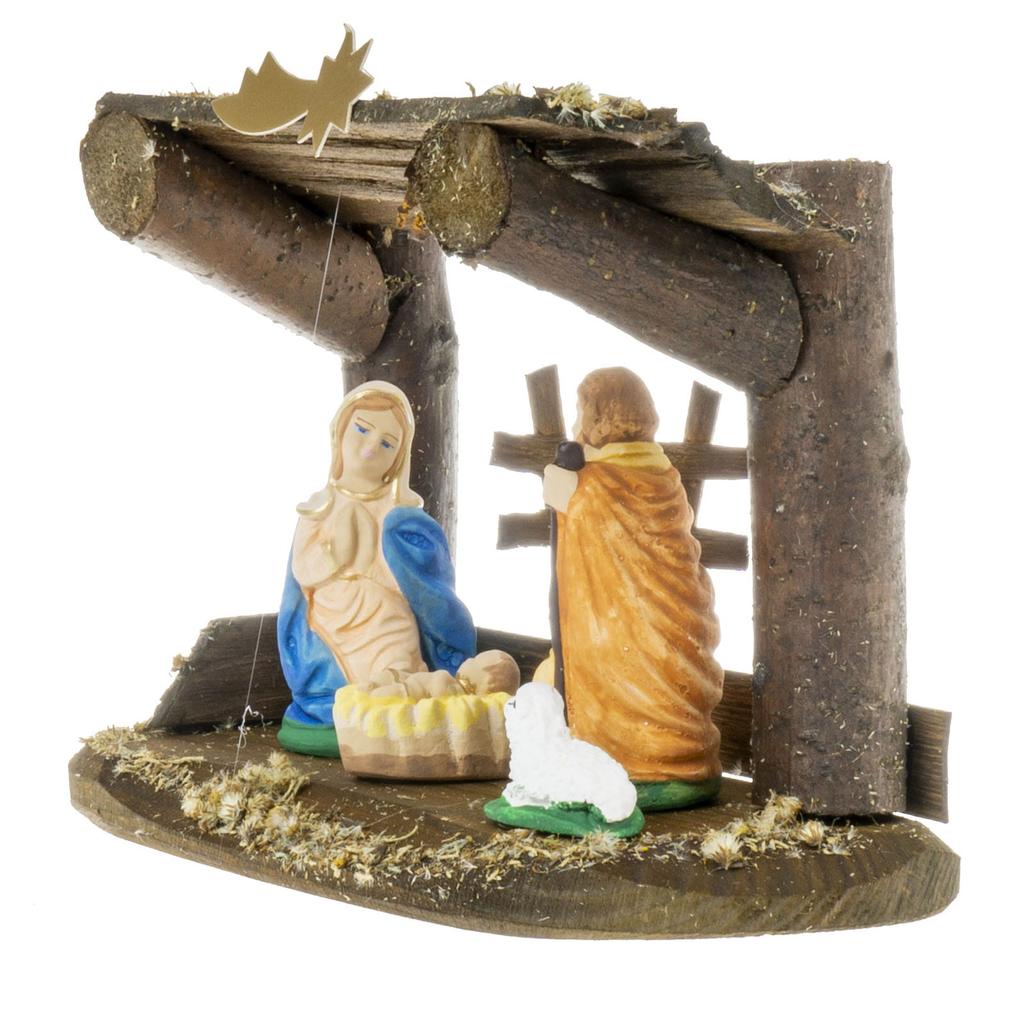 Szopka bożonarodzeniowa jednoelementowa drewniana o wysokości 16 cm