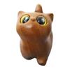 Mini Cat Figurine Hand-carved Wooden Cat Statue Collectible Polished Miniature Cat Ornament for Home Desk Bookshelf Decoration