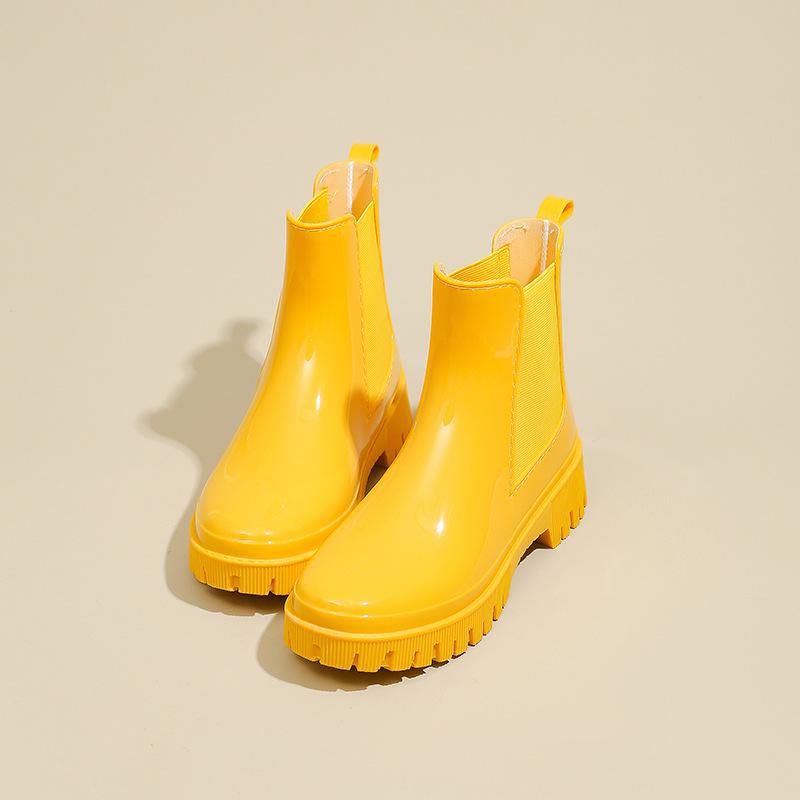 Женские водонепроницаемые нескользящие резиновые сапоги средней высоты 2024 года — модная и прочная резиновая обувь