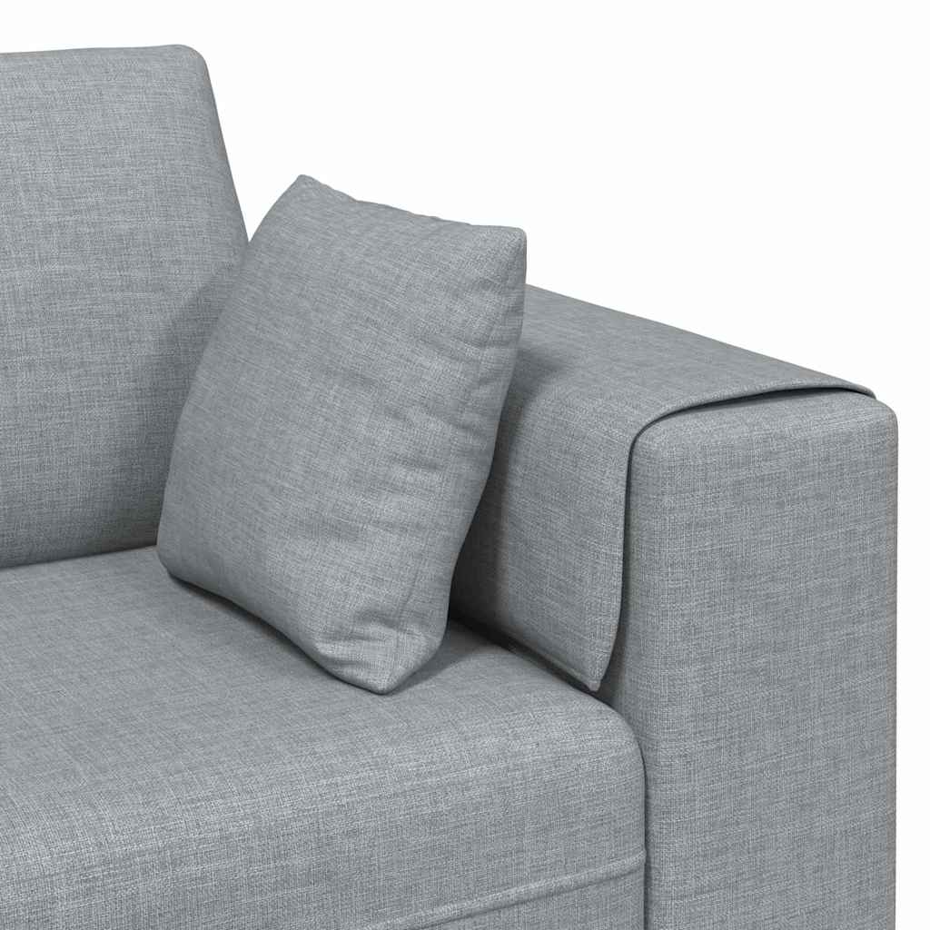 4 Seater Sofa with Cushions Light Grey 250 x 77 x 76 cm Fabric