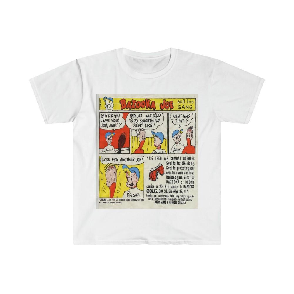 Unisex Soft Cotton T-Shirt. Bazooka Joe. Bazooka Gum Comic