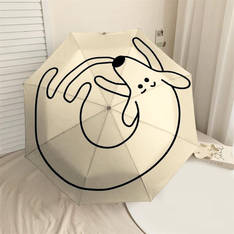 1PC rabbit smiley Umbrella-8-Rib Reinforced Portable Folding Travel Suitable for All Seasons Outdoor Daily Use-J375