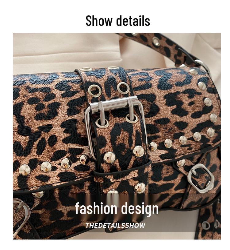 Spicy Girl Women's Studded Baguette Bag – Spring 2025 Motorcycle-Style Shoulder & Crossbody Design