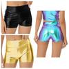 Женские блестящие шорты-бикини, нижнее белье, шорты для ягодиц, кожаные шорты, шорты с высокой талией