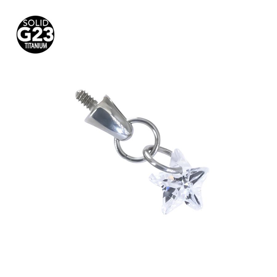 F136 Титановый лабрет с пулевидным наконечником в форме капли и подвеской из кристаллического циркона для пирсинга хряща уха
