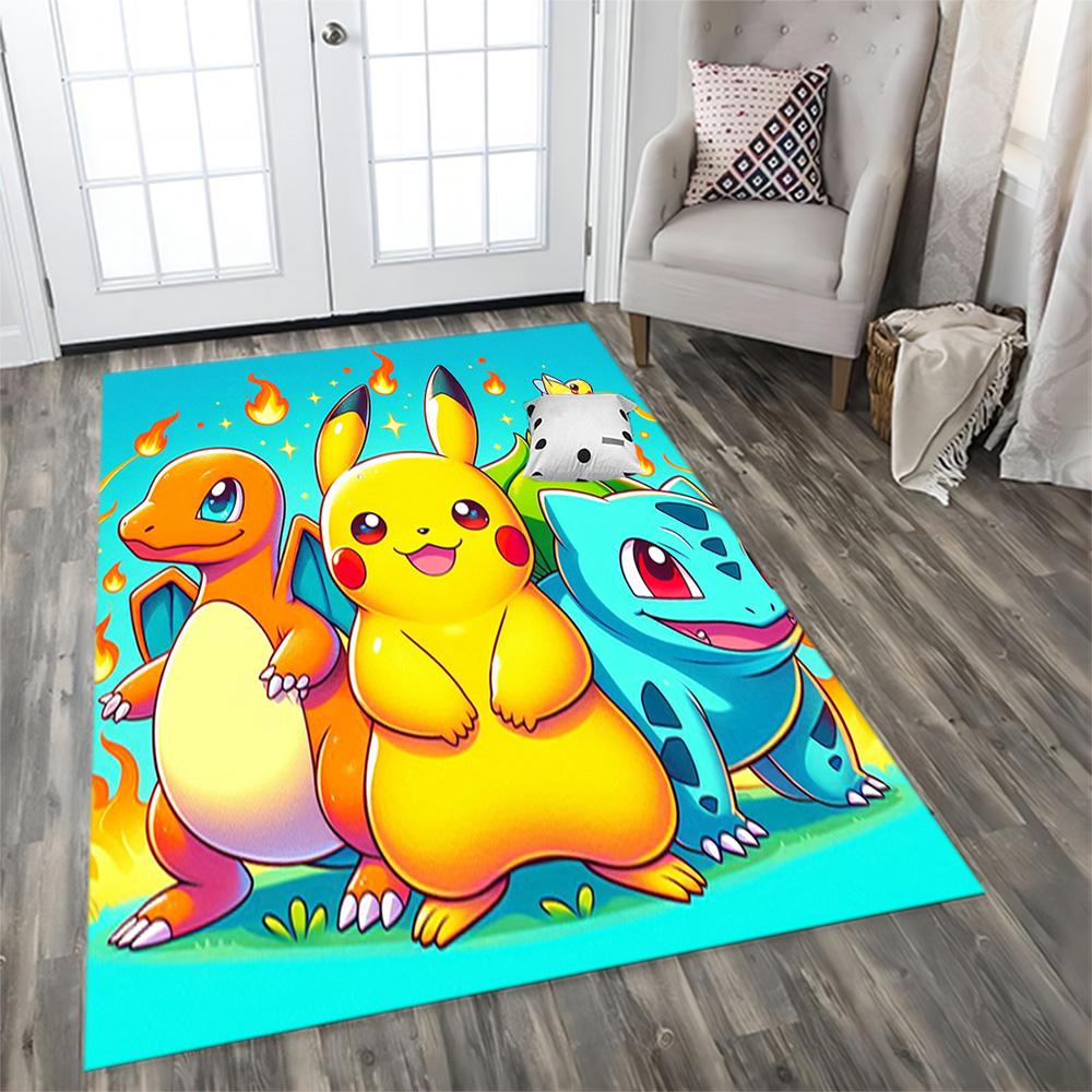 Pikachu Energy Burst rug for living rooms, bedrooms, home décor, and as gifts.