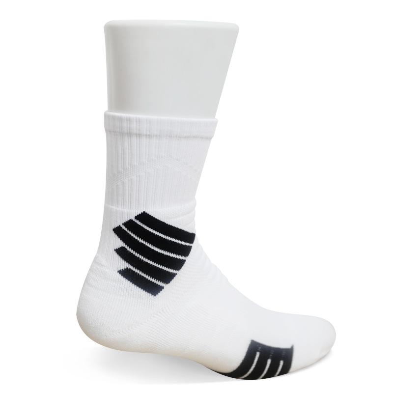 2pcs Professional Basketball Socks Men Cushioned Terry Bottom Mid Crew Athletic Socks Durable Breathable Training Elite Socks