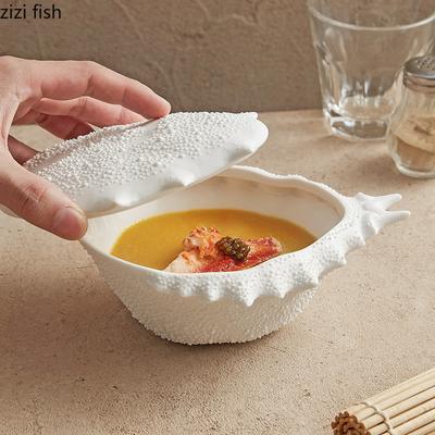 Керамическая миска с крышкой, креативная миска в форме краба для густого супа, миска для десерта, миски для закусок, салатники, специальная посуда для ресторанов
