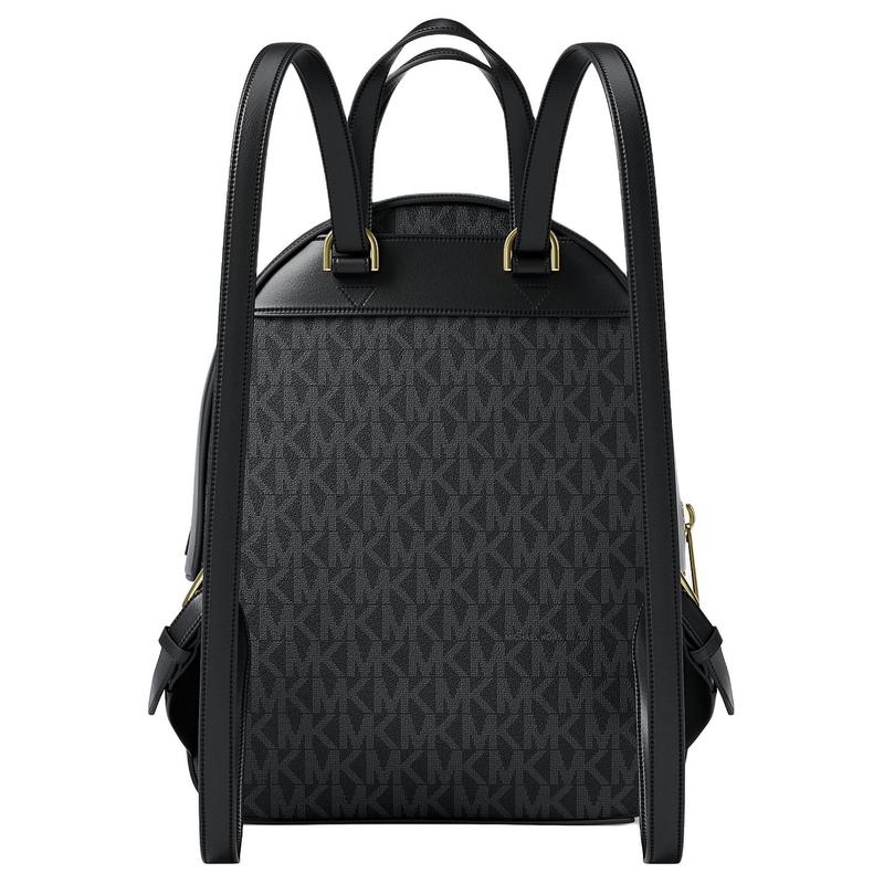 Michael Kors Jaycee Логотип Классическая Золотая Фурнитура Рюкзак из Покрытого Холста Мини Женский Черный