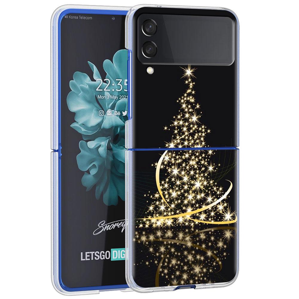 Чехол Merry Christmas Tree Deer для Samsung Galaxy Z Flip 4 5G Прозрачный жесткий чехол для мобильного телефона ZFlip Clear PC Luxury Coque