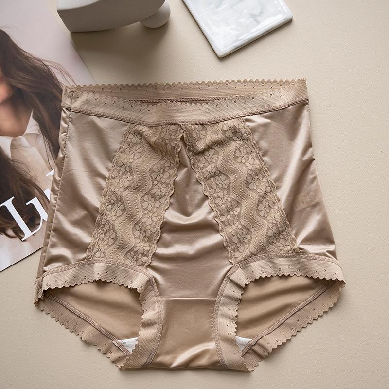 Нижнее белье Женские трусы больших размеров Эластичные компрессионные трусики с высокой талией Треугольные трусики Шелковое кружево с промежностью Бесшовное нижнее белье Дышащее
