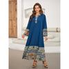 Eid Summer Print Dress Muslim Women Ramadan Abaya Long Dress Morocco Largos Dubai Turkey