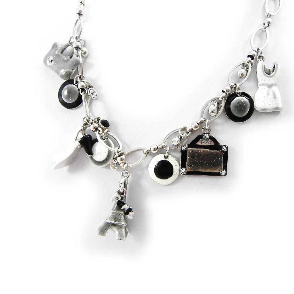 NOA [I2174] - Designer Necklace 'Paris' Black Gray