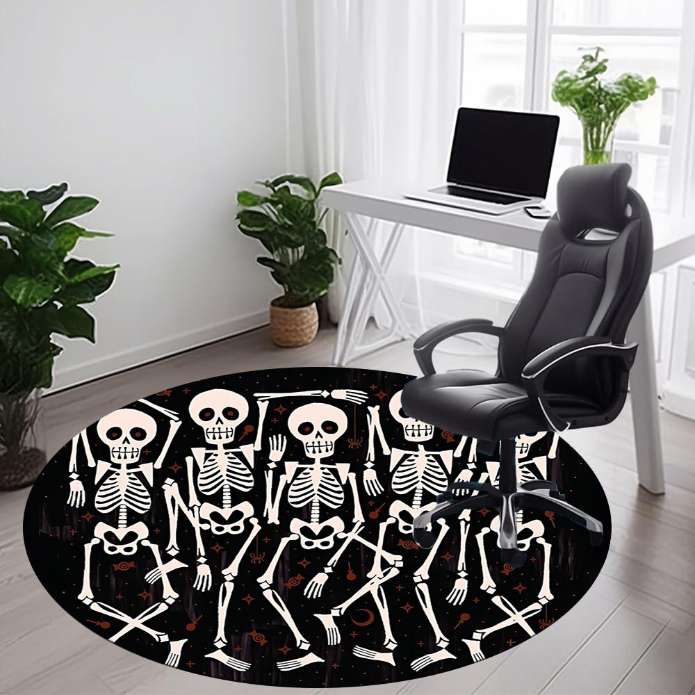 1 шт. Коврик Skeleparty Скелеты Круглый Коврик для Офиса, Коврик Подходит для Офиса, Под Офисные Кресла, Спальни, Гостиной, Домашнего Декора, Декор Комнаты