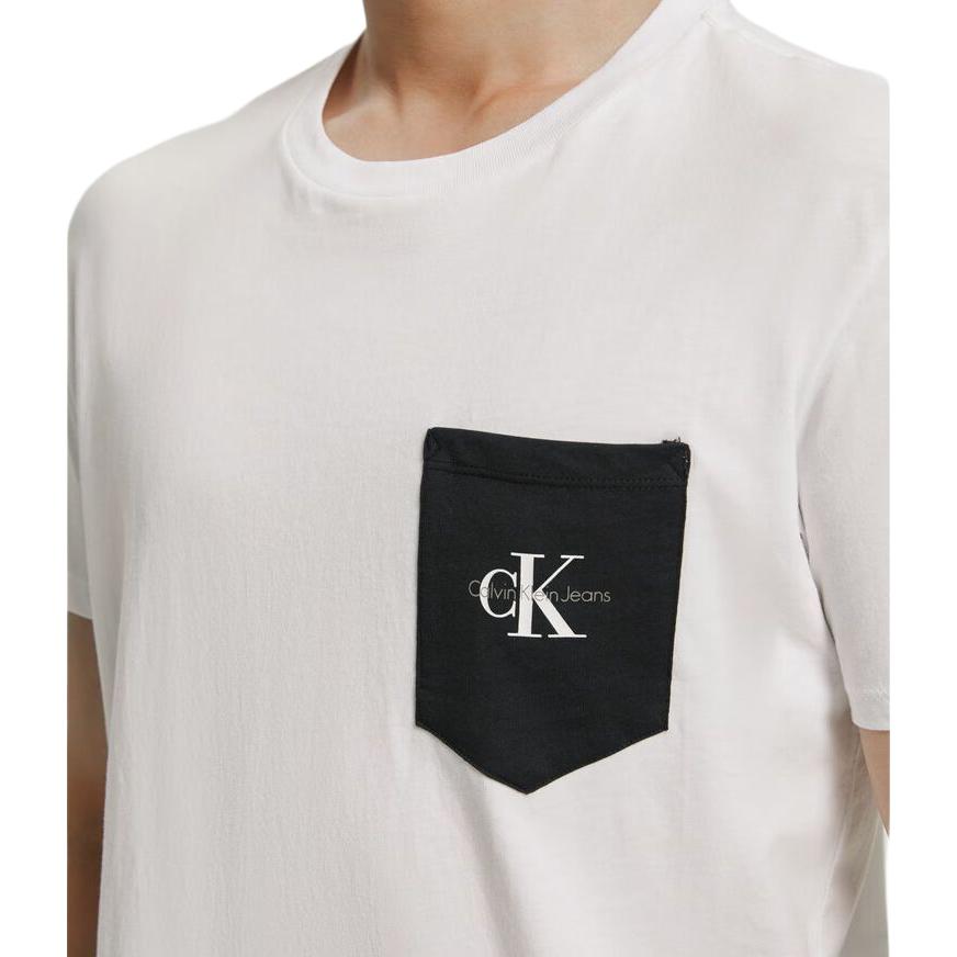 Calvin Klein T-Shirts Men's White Crew Neck Moderate ZM01883-YAF