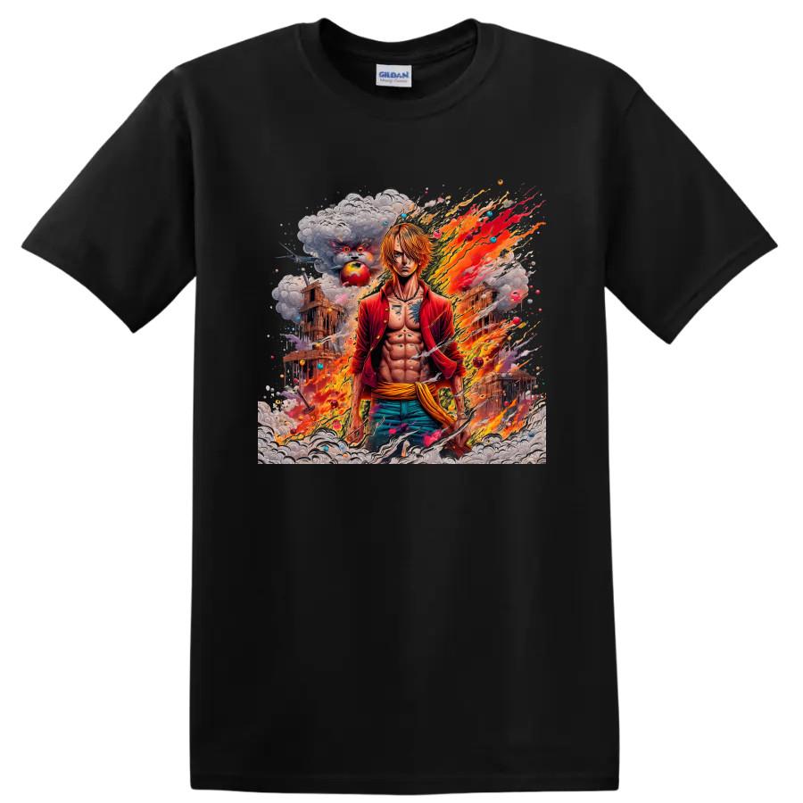 Sanji One Piece Anime T Shirt Fiery Pirate Warrior Graphic Art Tee Fan Gift