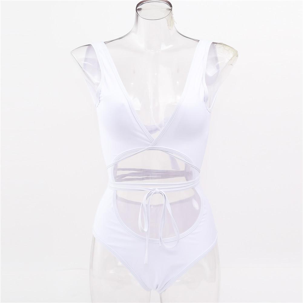 Женский купальник, сплошной цвет, завязка на спине, сексуальные стринги с вырезом, цельный купальник, бикини, пляжная одежда, купальные костюмы