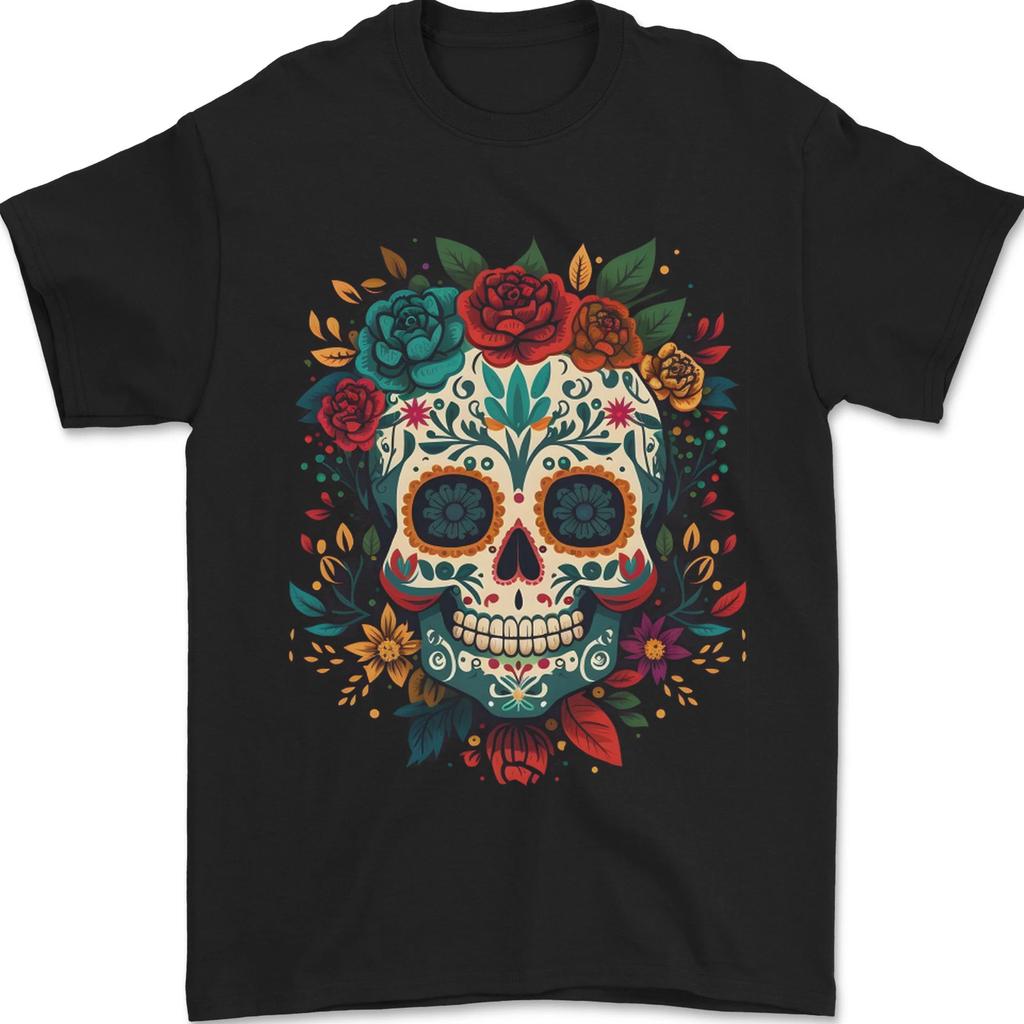 Sugar Skull DOTD Day of the Dead Mens T-Shirt 100% Cotton