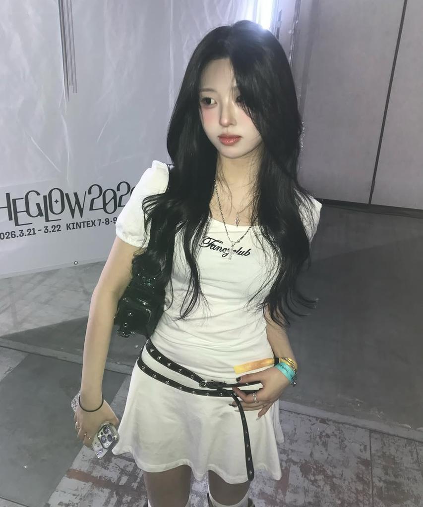 Fancy Club Cotton Flare Mini Dress (White) F26Qd062